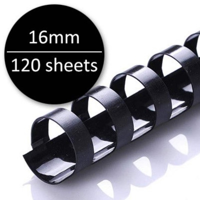 BINDING COMB 16MM BLACK 21 RINGS 100’S